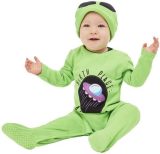 Smiffy's - Alien Kostuum - Baby Buitenaarts Wezentje Kind Kostuum - Groen - 6 - 9 Maanden - Halloween - Verkleedkleding
