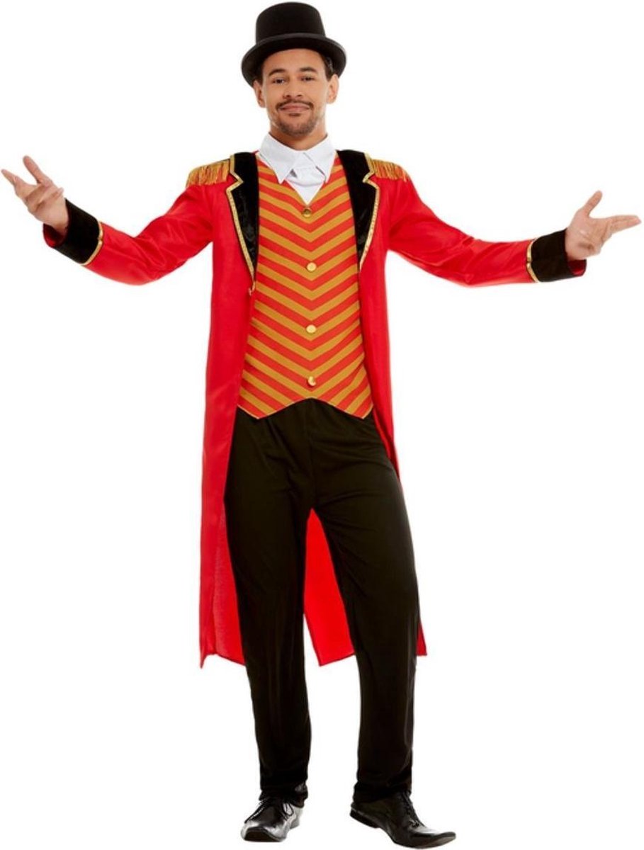 Smiffy's - Circus Kostuum - Circusdirecteur Op En Top Showman Kostuum - Rood - Large - Carnavalskleding - Verkleedkleding