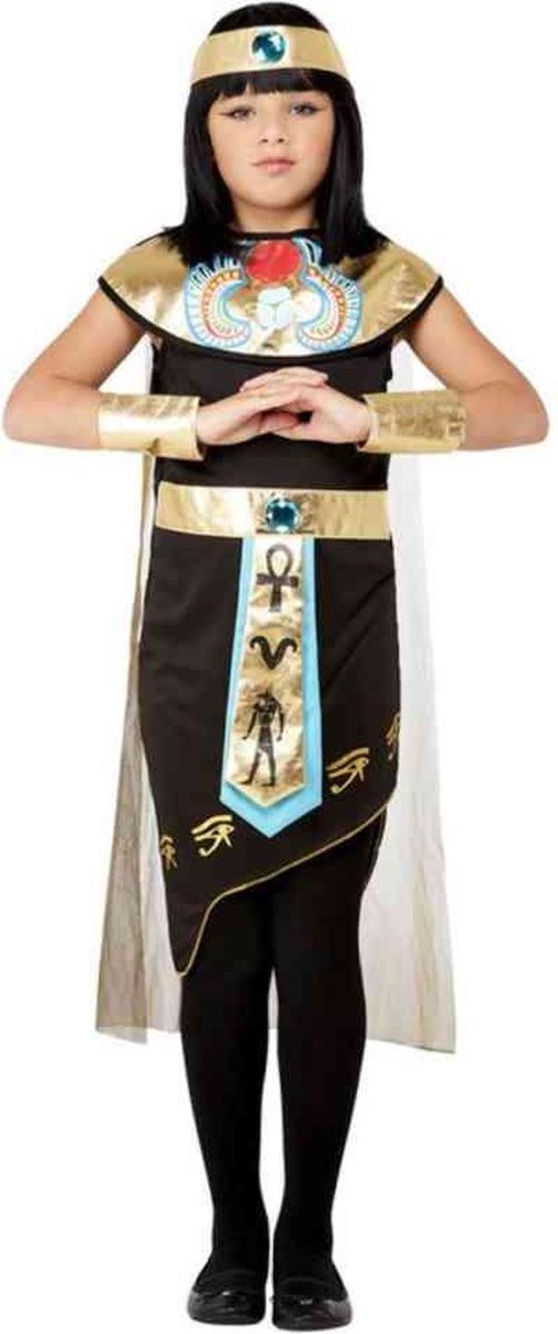 Smiffy's - Egypte Kostuum - Deluxe Egyptische Prinses - Meisje - Blauw, Zwart, Goud - Large - Carnavalskleding - Verkleedkleding