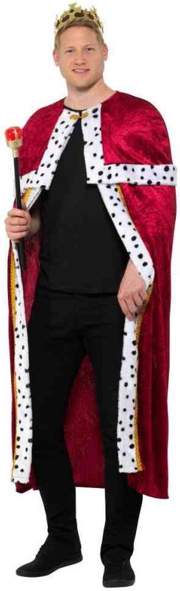 Smiffy's - Koning Prins & Adel Kostuum - Koninklijke Sprookjes Koning Of Koningin Kostuum - Rood, Goud - Medium / Large - Carnavalskleding - Verkleedkleding