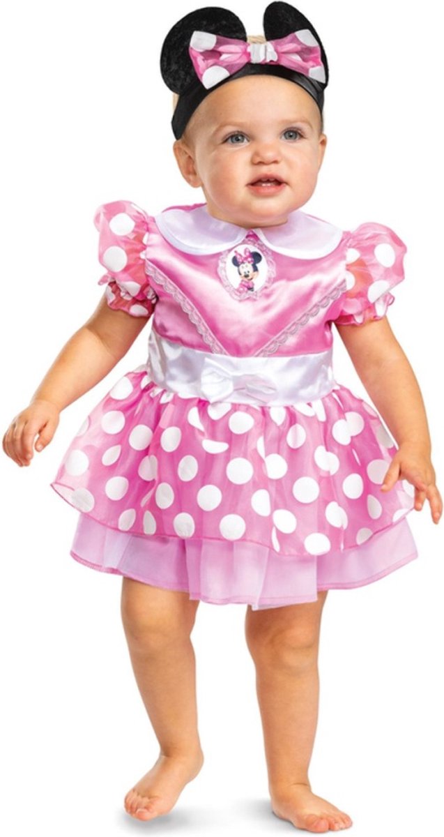 Smiffys Kostuum Jurk Kinderen -12-18 maanden- Disney Minnie Mouse Classic Roze/Wit