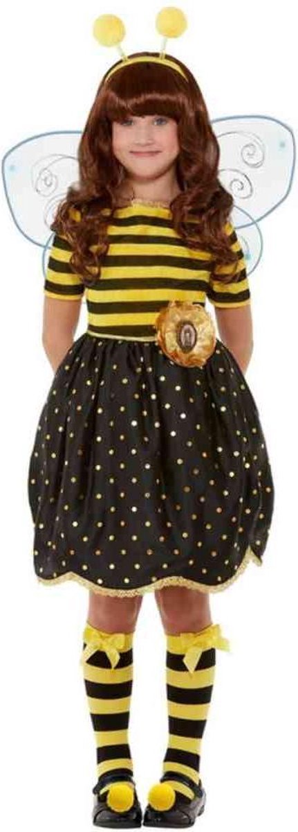 Smiffy's - Maya De Bij Kostuum - Santoro Pop Bee Loved Bij Jurkje Meisje - Geel, Zwart - Medium - Carnavalskleding - Verkleedkleding