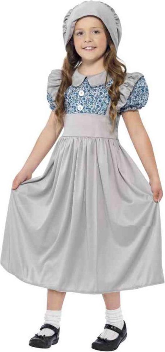 Smiffy's - Middeleeuwen & Renaissance Kostuum - Victoriaans Engels Schoolmeisje Kostuum - Grijs - Medium - Carnavalskleding - Verkleedkleding