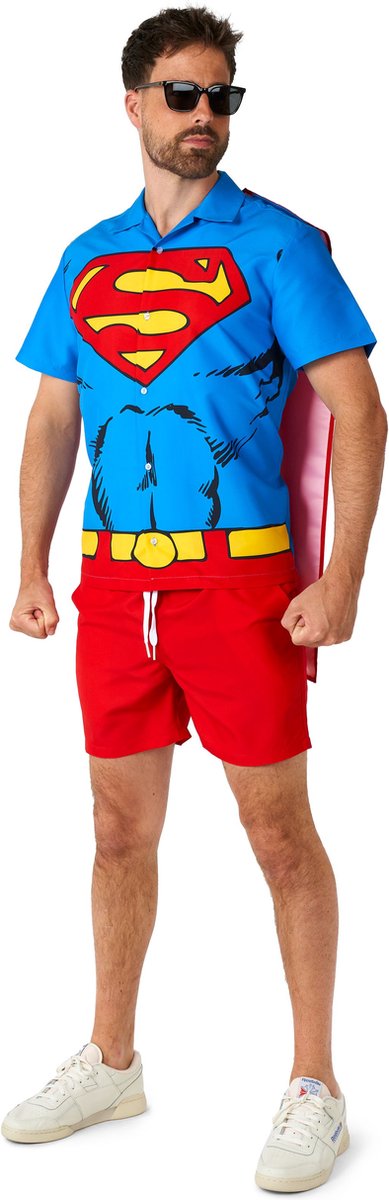 Suitmeister Superman™ - Heren Zomer Set - Halloween Kostuum en Carnavalsoutfit - Rood - Maat M