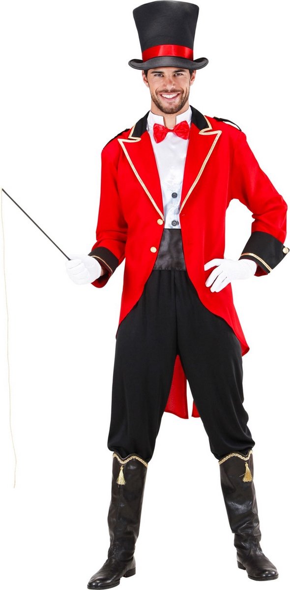 Widmann - Circus Kostuum - Dompteur Mr Lion Kostuum Man - Rood, Zwart - Medium - Carnavalskleding - Verkleedkleding