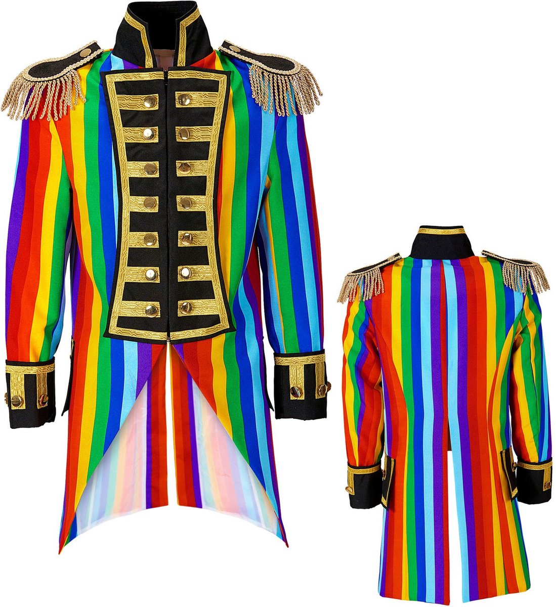 Widmann - Circus Kostuum - Multicolor Frackjas Regenboog Vrouw - Multicolor - Medium - Carnavalskleding - Verkleedkleding