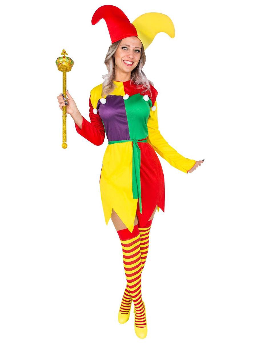 Widmann - Clown & Nar Kostuum - Hofnar Jolly Joker Kostuum Vrouw - Multicolor - Large - Carnavalskleding - Verkleedkleding