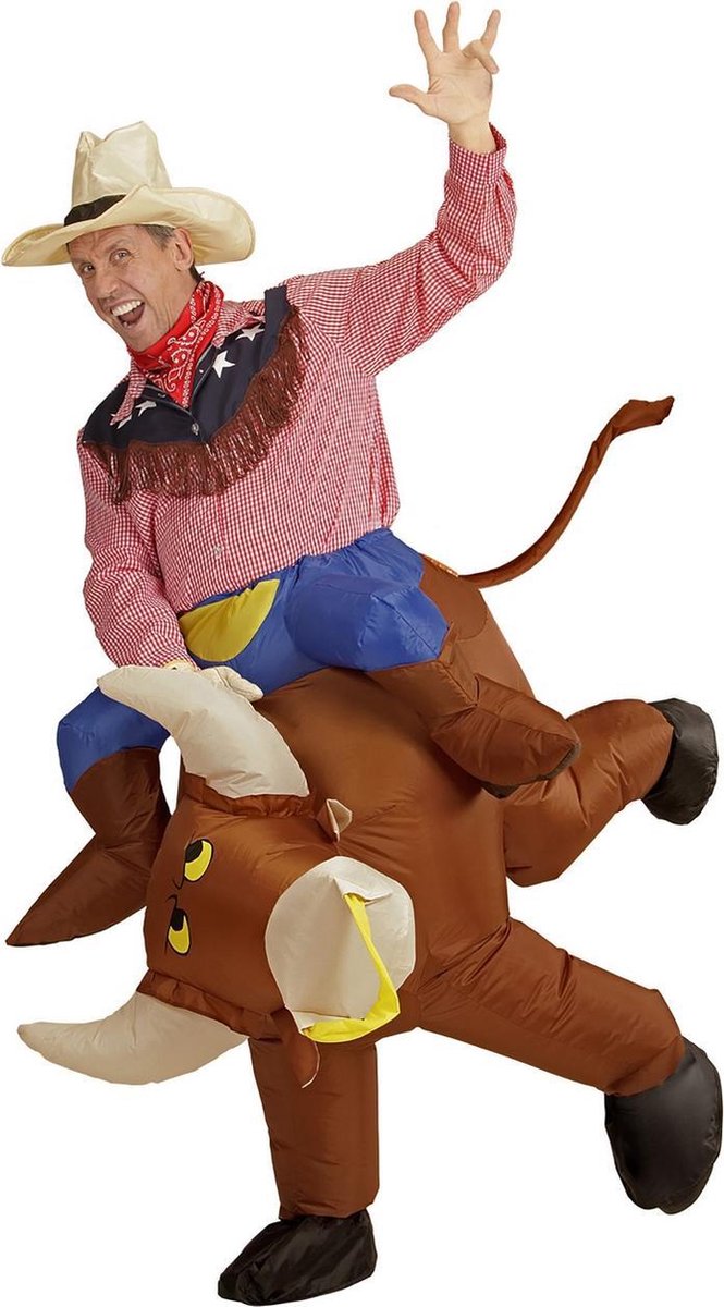 Widmann - Cowboy & Cowgirl Kostuum - Woedende Rodeo Stier Kostuum - Bruin - One Size - Carnavalskleding - Verkleedkleding