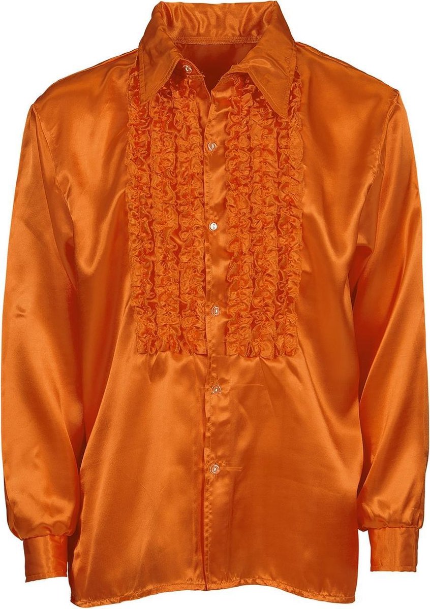 Widmann - Jaren 80 & 90 Kostuum - Lekker Foute Rouchenblouse Oranje Man - Oranje - Medium / Large - Carnavalskleding - Verkleedkleding