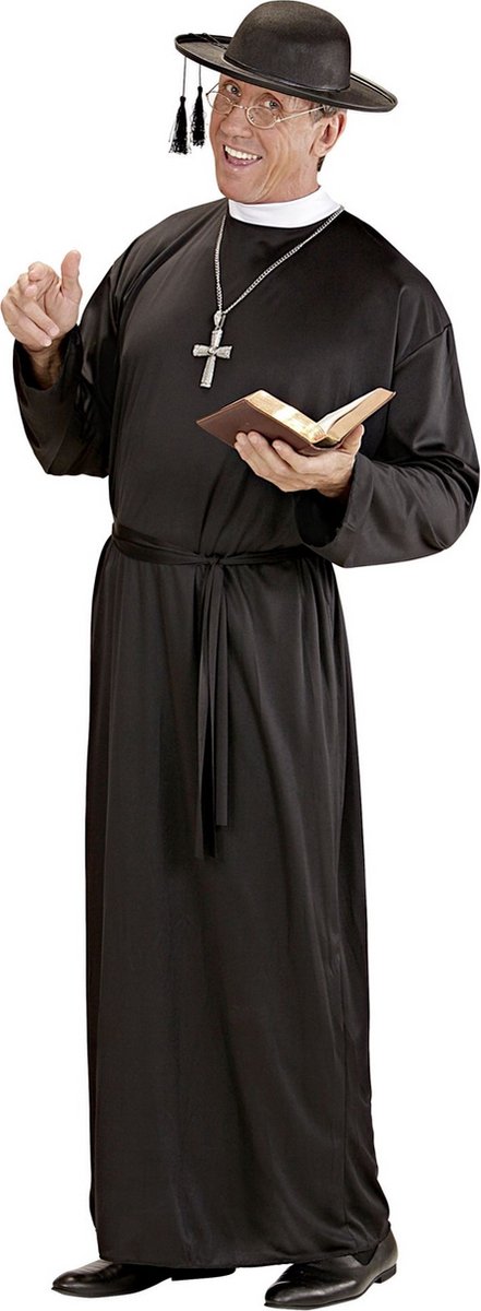 Widmann - Monnik & Pater & Priester Kostuum - Zegenende Priester Kostuum Man - Zwart - XL - Carnavalskleding - Verkleedkleding