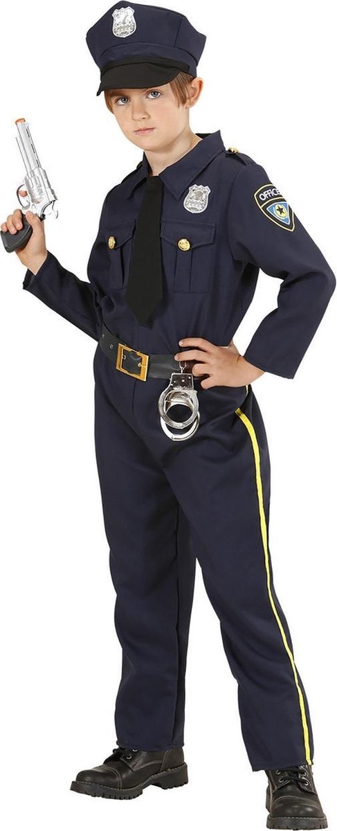 Widmann - Politie & Detective Kostuum - Dappere Politie Agent - Jongen - Blauw - Maat 158 - Carnavalskleding - Verkleedkleding