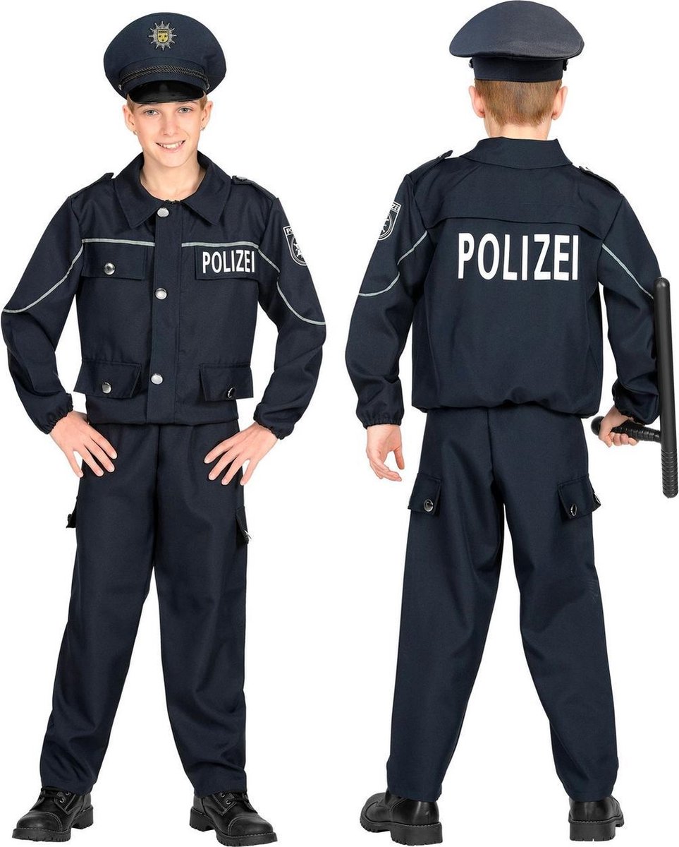 Widmann - Politie & Detective Kostuum - Eins Zwei Polizei Straatagent Kind Kostuum - Blauw - Maat 116 - Carnavalskleding - Verkleedkleding