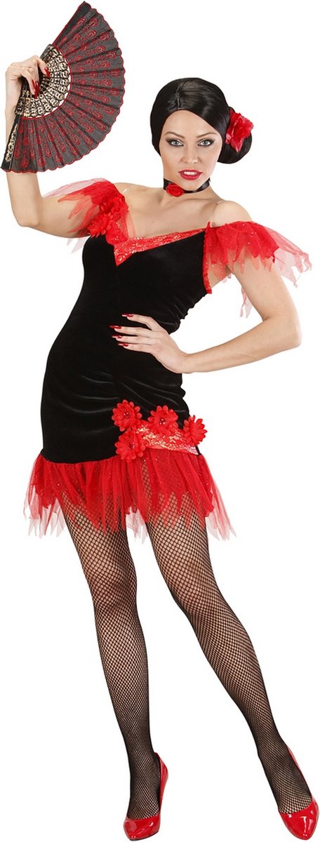 Widmann - Spaans & Mexicaans Kostuum - Spaanse Schone Guapa Flamenca Kostuum Vrouw - Rood, Zwart - Small - Carnavalskleding - Verkleedkleding