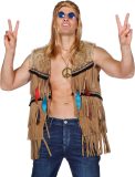 Wilbers & Wilbers - Coachella Festival Kleding - Bruin Vest Indiaan Hippie Joehoe Man - Bruin - Maat 60 - Carnavalskleding - Verkleedkleding