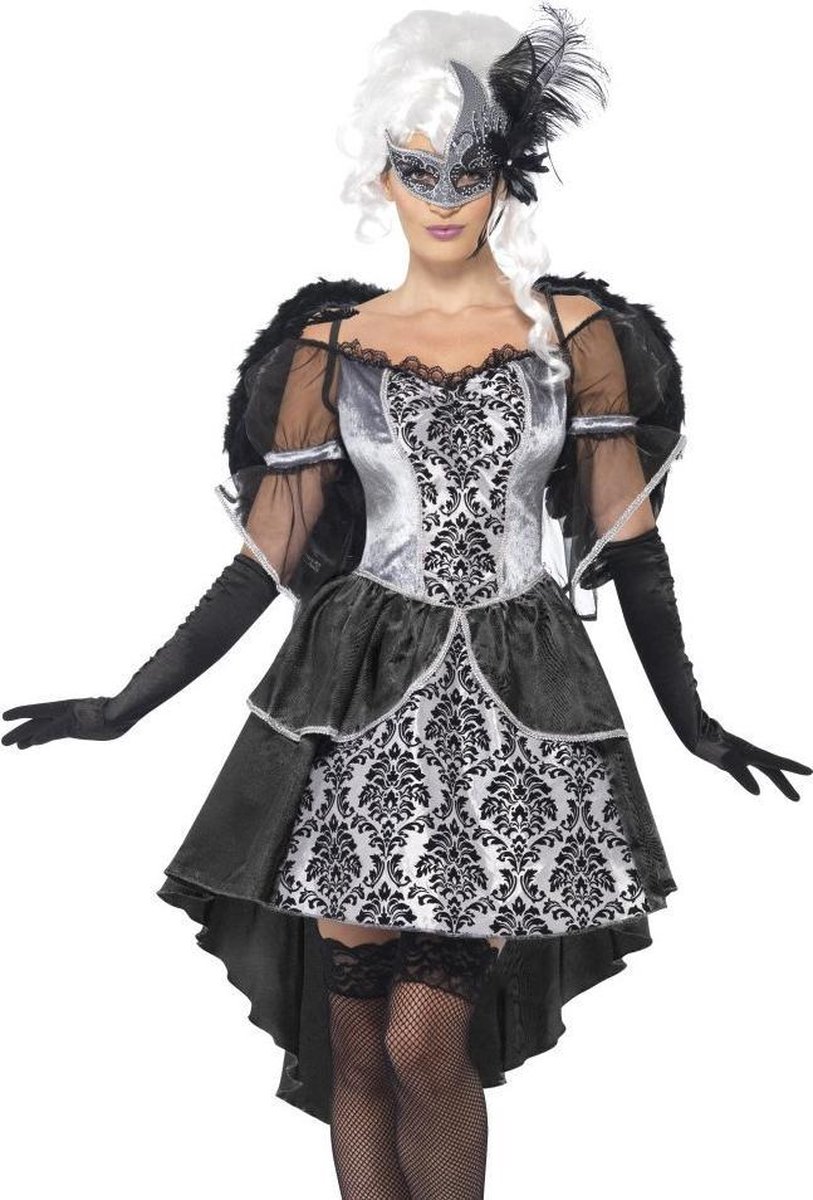 Zwarte Venetiaanse engel kostuum dames - Verkleedkleding - Large