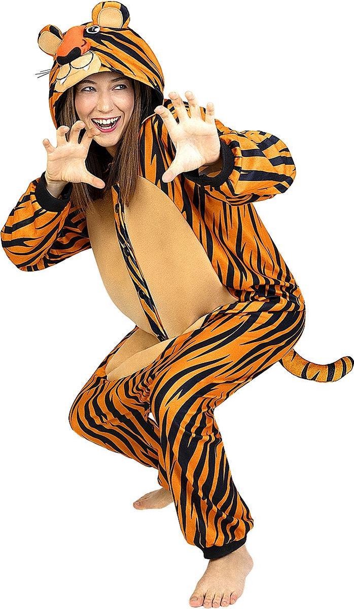 FUNIDELIA Onesie tijger kostuum voor vrouwen en mannen - Maat: S-M