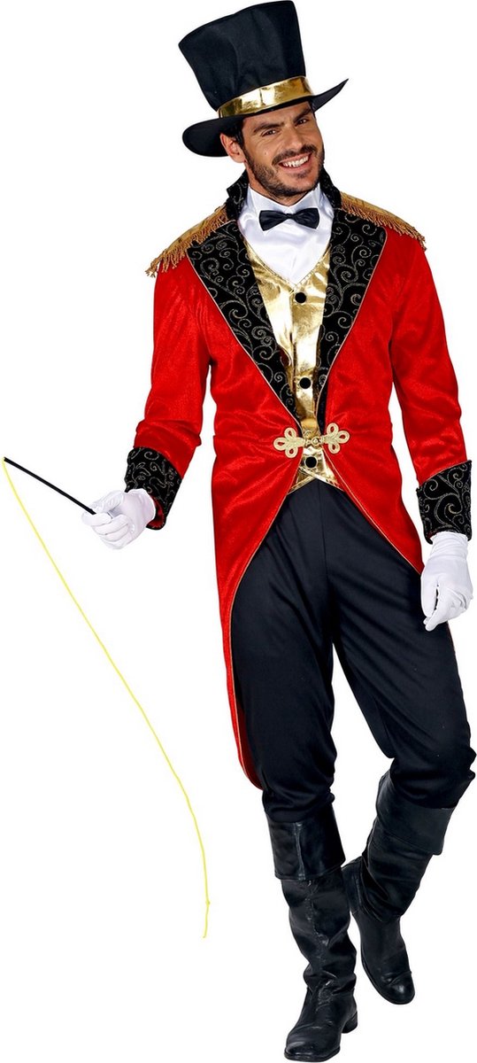 Widmann - Circus Kostuum - Ringmeester Circus Voorstelling - Man - Rood, Zwart - XL - Carnavalskleding - Verkleedkleding