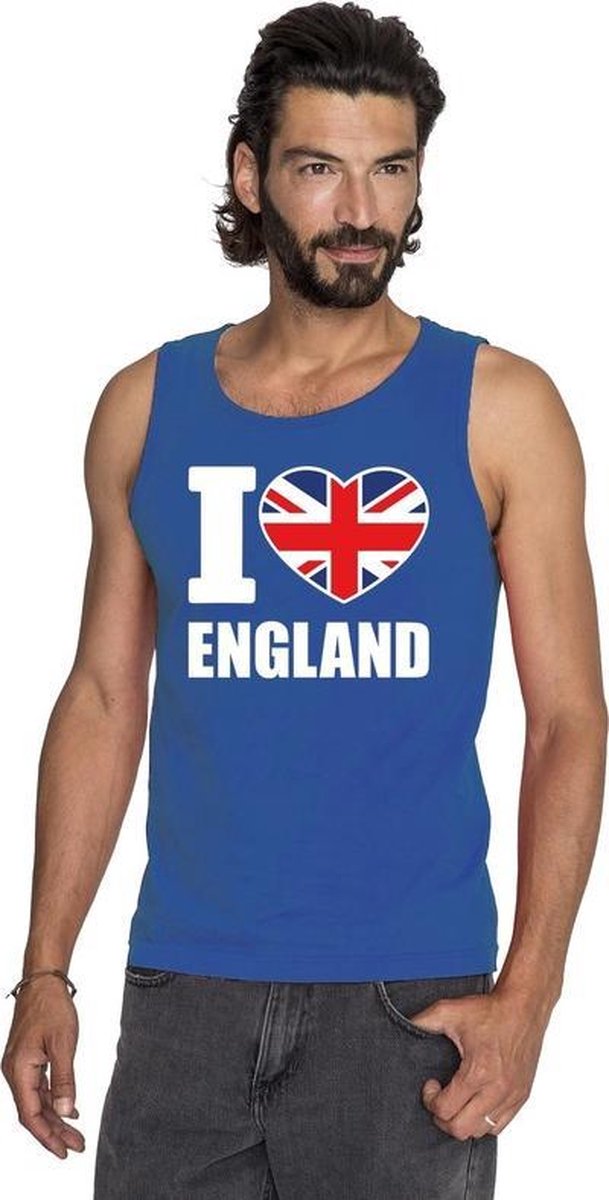 Blauw I love Groot-Brittannie supporter singlet shirt/ tanktop heren - Engels shirt heren L