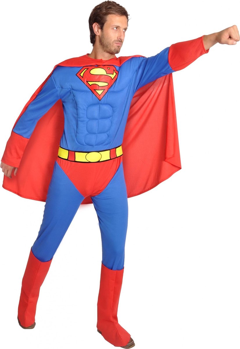 Dc Comics Verkleedpak Superman Heren Blauw/rood 5-delig Maat Xl