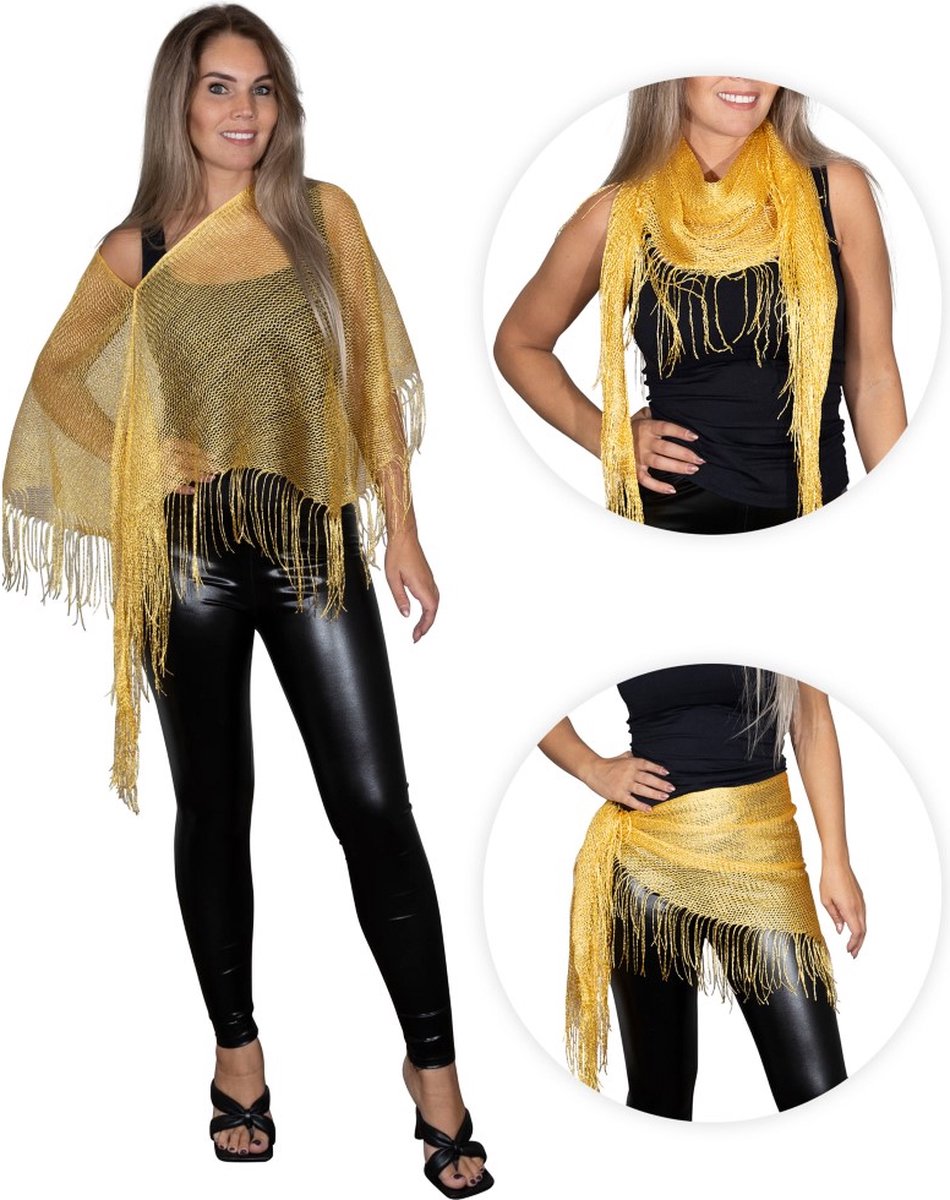 Glitter - tropicana - disco - party - feest - pareo - poncho -sjaal - goud