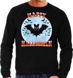 Halloween Happy Halloween vleermuis verkleed sweater zwart voor heren - horror vleermuis trui / kleding / kostuum L