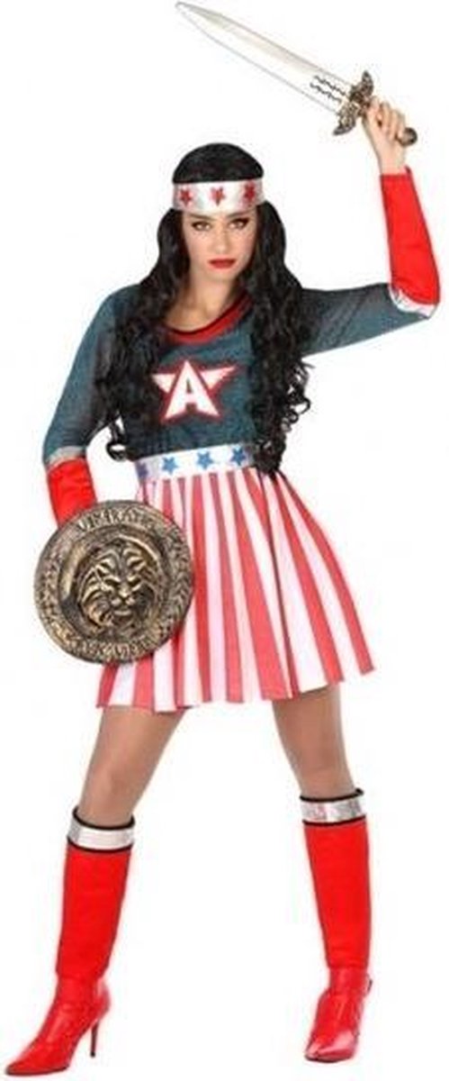 Kapitein Amerika verkleed kostuum - superhelden verkleed jurkje voor dames - carnavalskleding - voordelig geprijsd 34-36