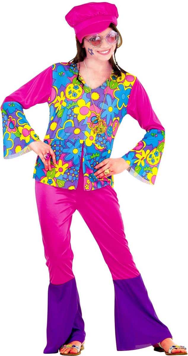 Widmann - Hippie Kostuum - Hippie Meisje Ms Love Kostuum - Multicolor - Maat 158 - Carnavalskleding - Verkleedkleding