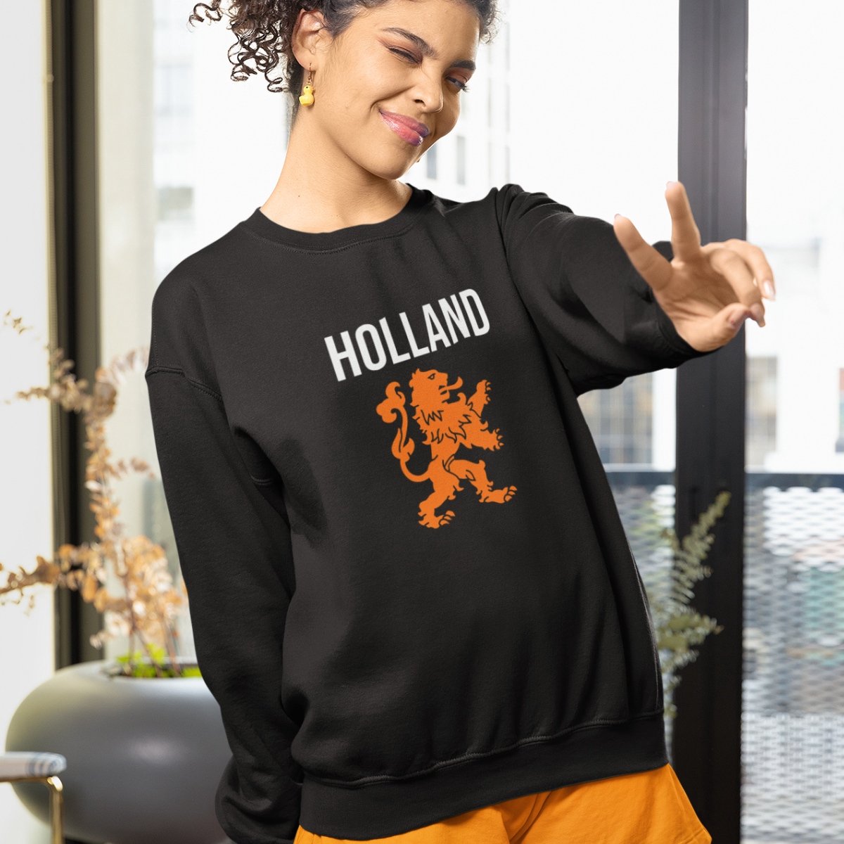 Zwarte Koningsdag Trui Holland Leeuw 2 Kleuren - Maat M - Uniseks Pasvorm - Oranje Feestkleding