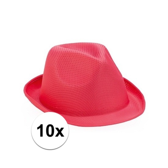 10x Roze trilby hoedjes voor volwassenen -