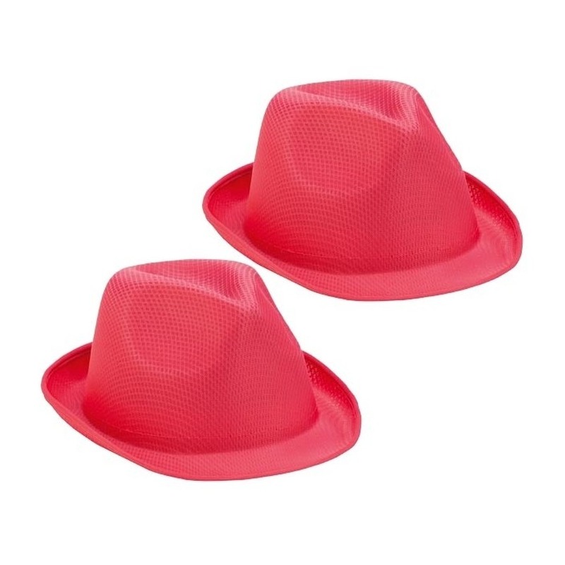 2x Roze trilby hoedjes voor volwassenen -