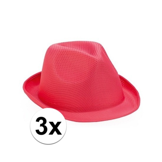 3x Roze trilby hoedjes voor volwassenen -