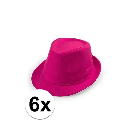 6x Goedkope roze verkleed hoedjes -