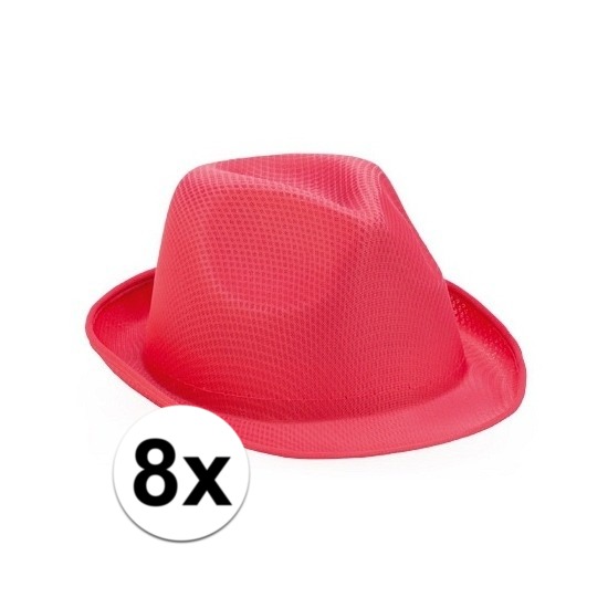 8x Roze trilby hoedjes voor volwassenen -