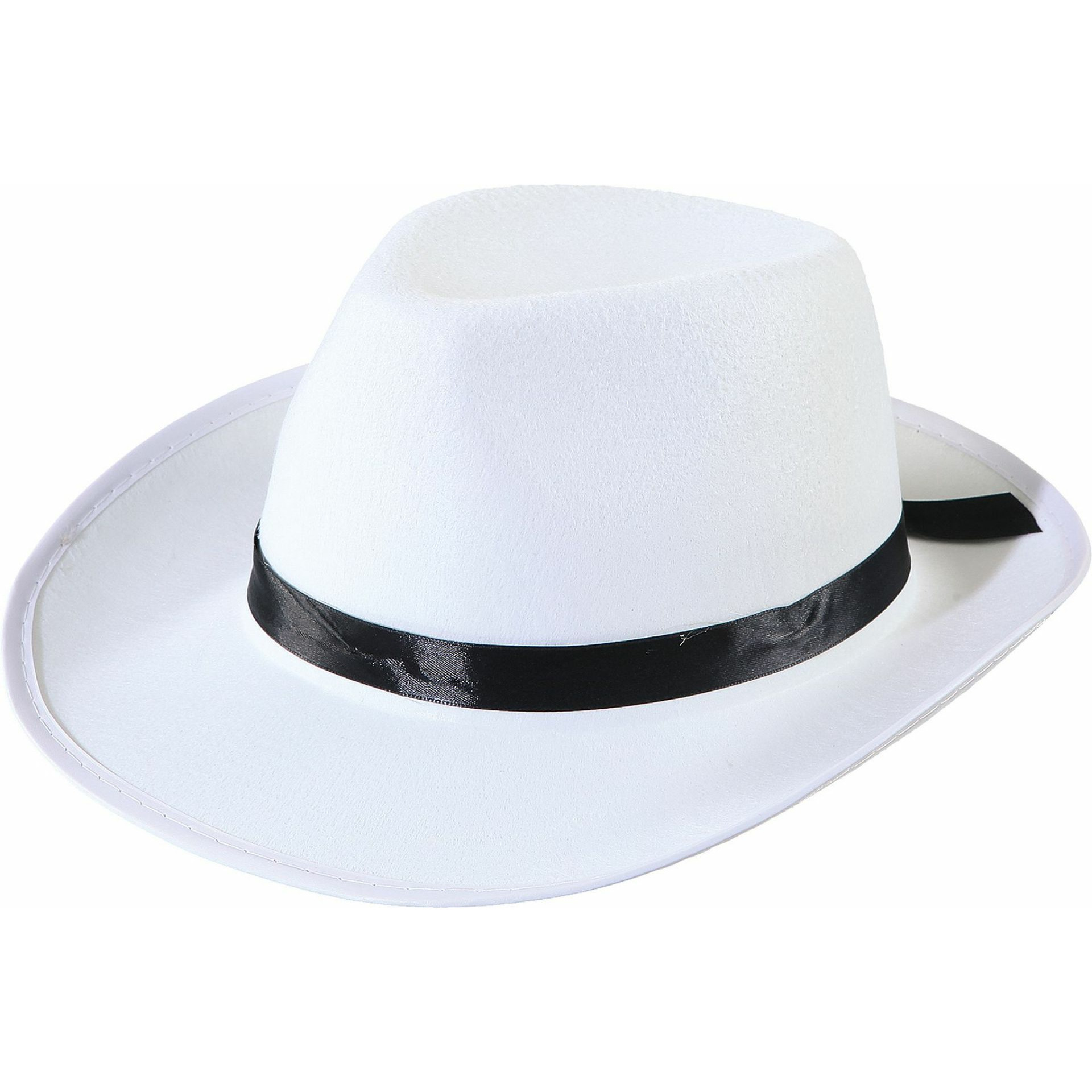 Al Capone gangster verkleed hoed wit met zwart -