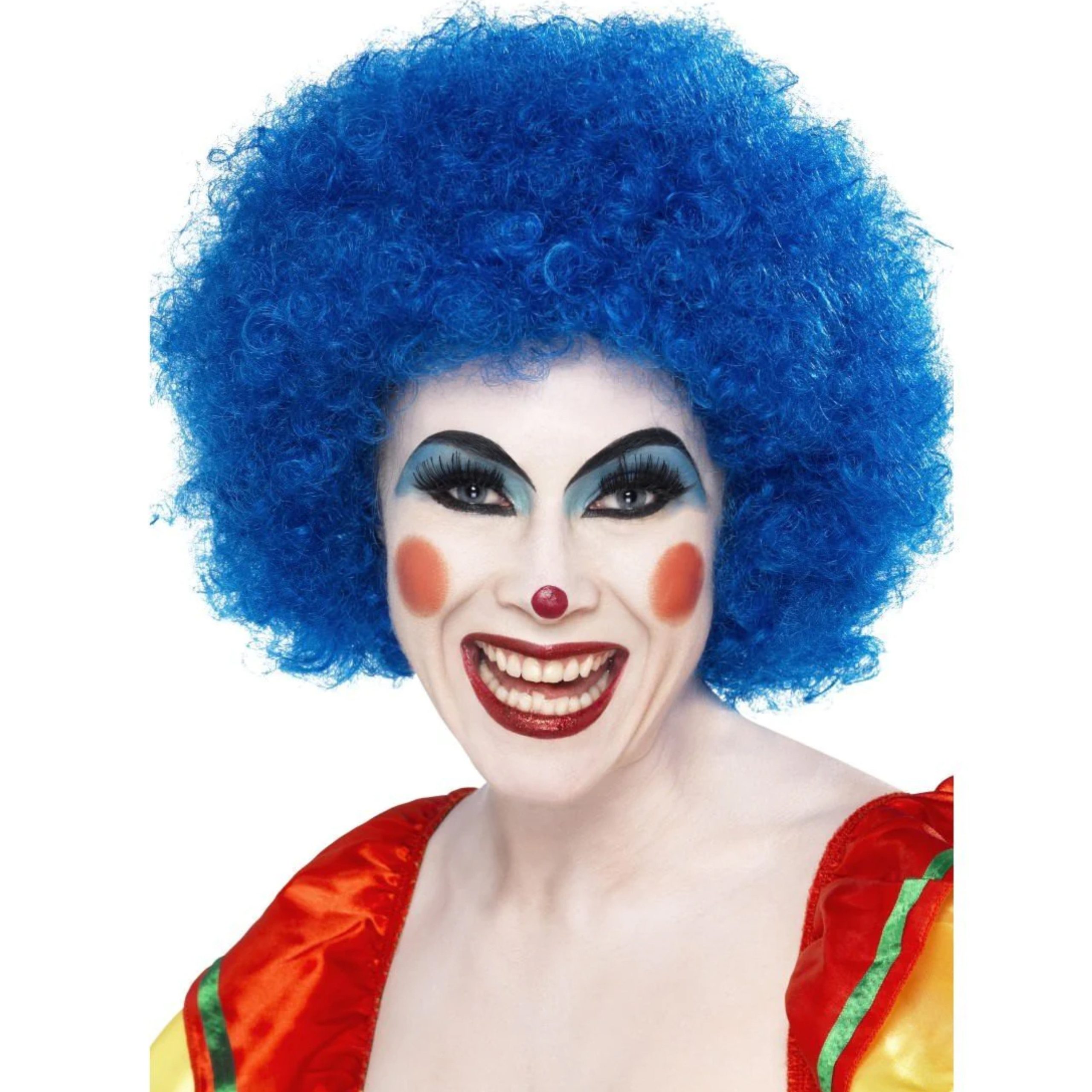 Blauwe clown pruik voor volwassenen -