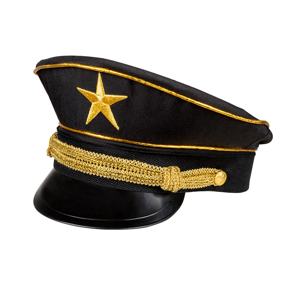 Boland Carnaval verkleed Generaal officier hoed - zwart/goud - volwassenen - Militairen/leger thema -