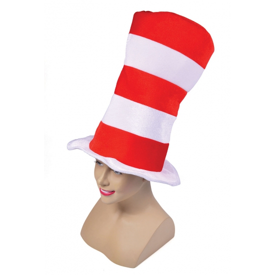 Bristol Novelty verkleed hoed rood/wit gestreept - volwassenen - dr.seuss