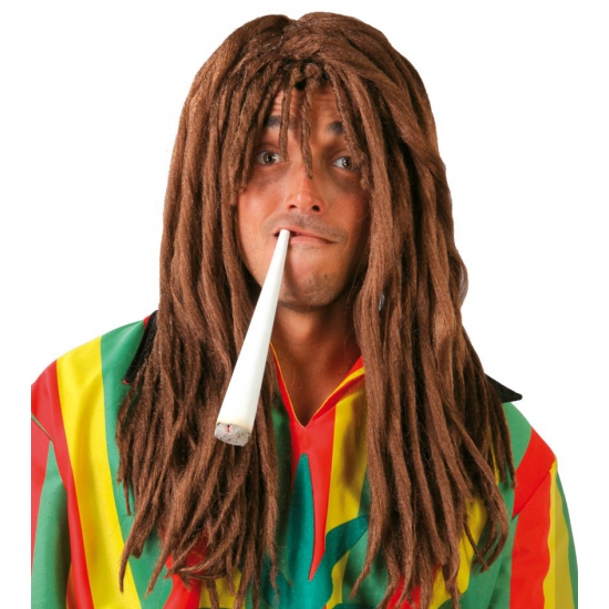 Bruine rastafari heren carnaval / halloween pruik met dreads -