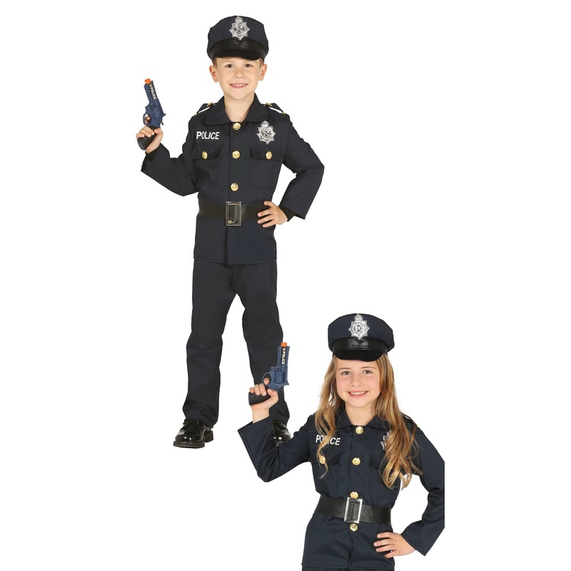 Carnavalskleding politie agent uniform jongens/meisjes 10-12 jaar (140-152) -