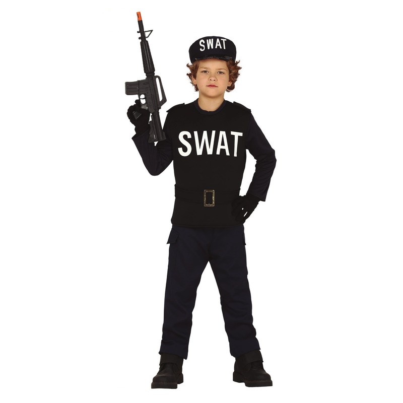 Carnavalskleding swat politie uniform voor jongens/meisjes 5-6 jaar (110-116) -