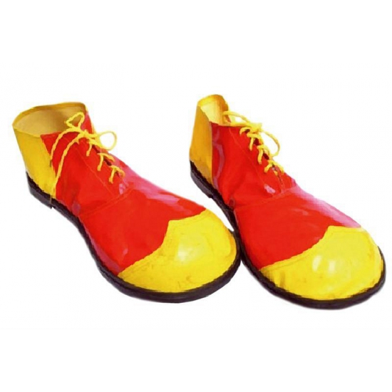 Clown schoenen geel met rood -