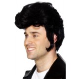 Elvis verkleed pruik - heren - zwart - met grote rock and roll kuif -