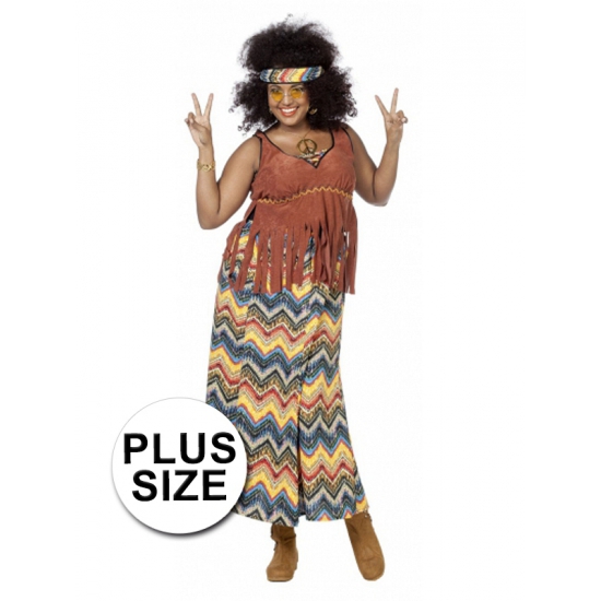 Hippie kostuum voor grote dames 44 (2XL) -