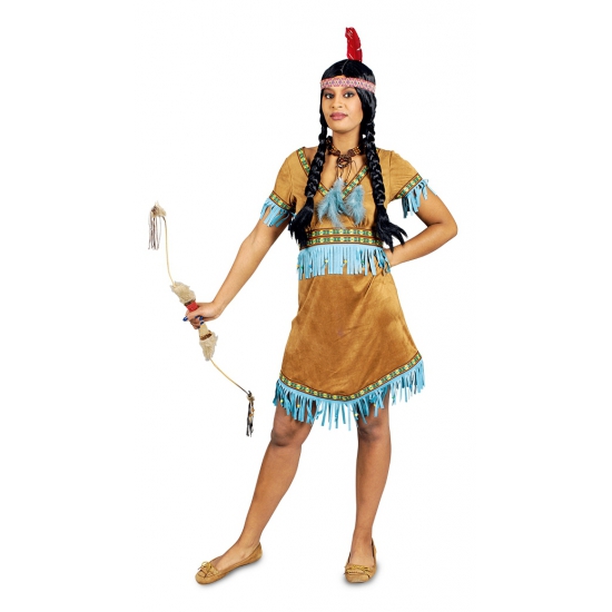 Kleding beige korte indianen jurkje voor dames
