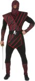LUCIDA - Zwart ninja kostuum met rode print voor mannen - L