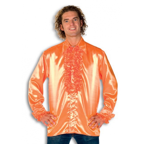Luxe heren rouche overhemd oranje 48 (S) -