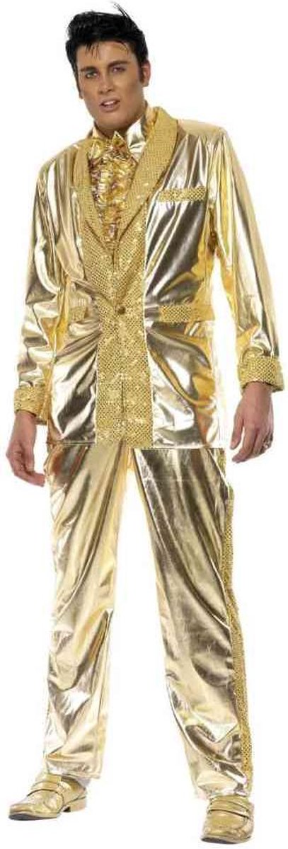 Smiffy's - Rock & Roll Kostuum - Elvis Kostuum (Goud) Man - Goud - Large - Carnavalskleding - Verkleedkleding