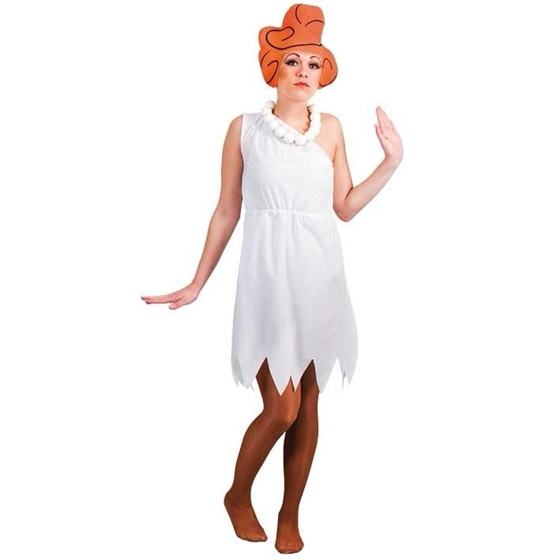 Witte Wilma jurk met pruik voor dames L/XL (T-XL) -