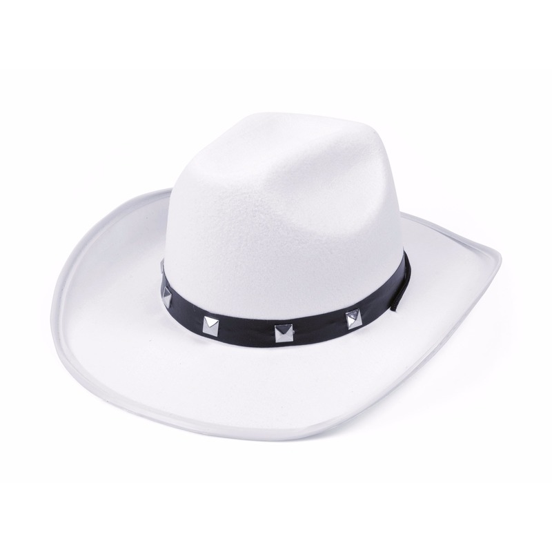 Witte cowboy verkleed hoed met studs -