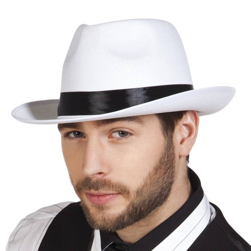 Witte maffia gangster verkleed hoed voor volwassenen -